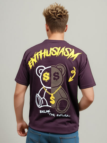 Teddy Back Printed Regular Fit Tshirt