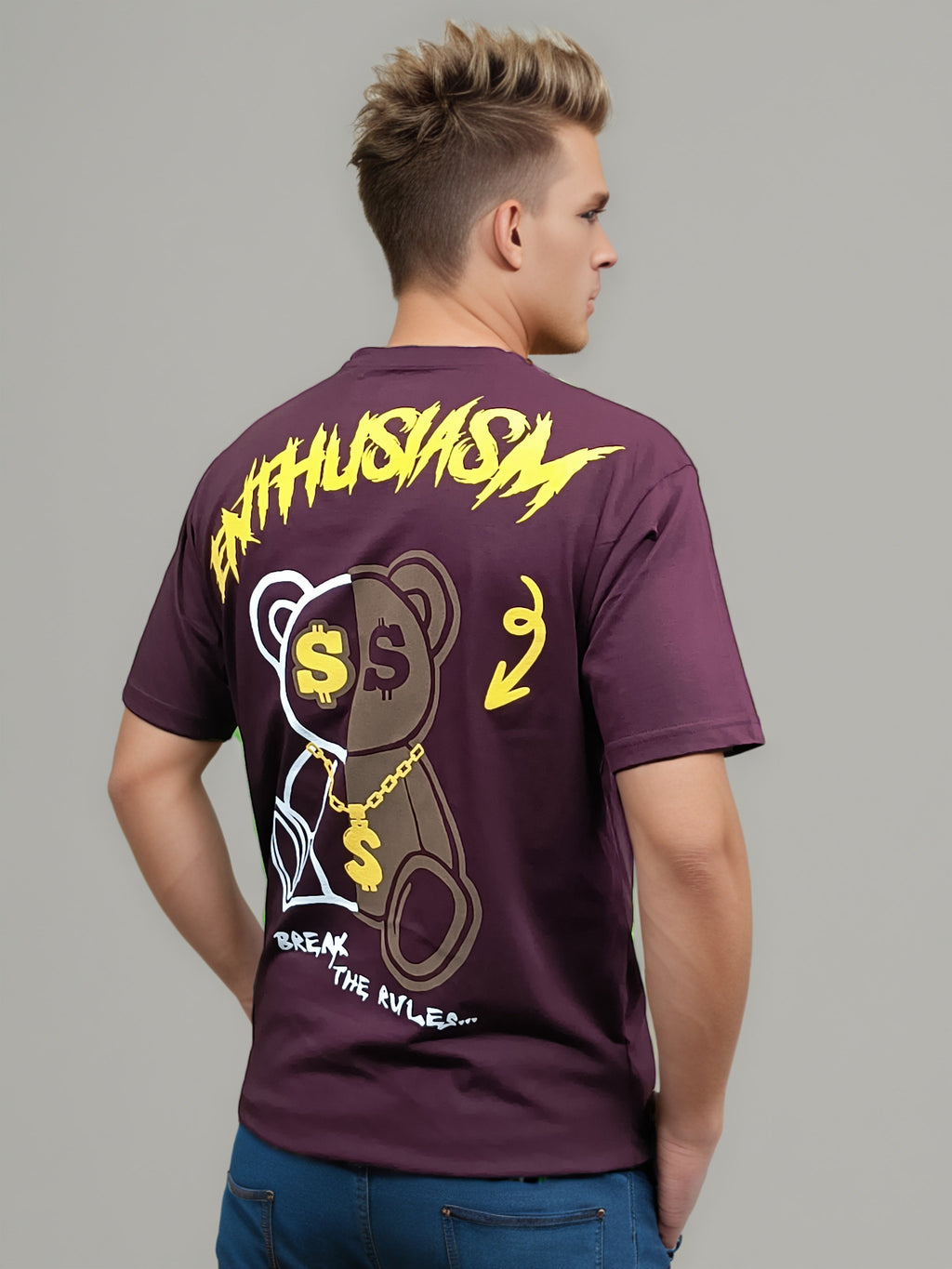 Teddy Back Printed Regular Fit Tshirt