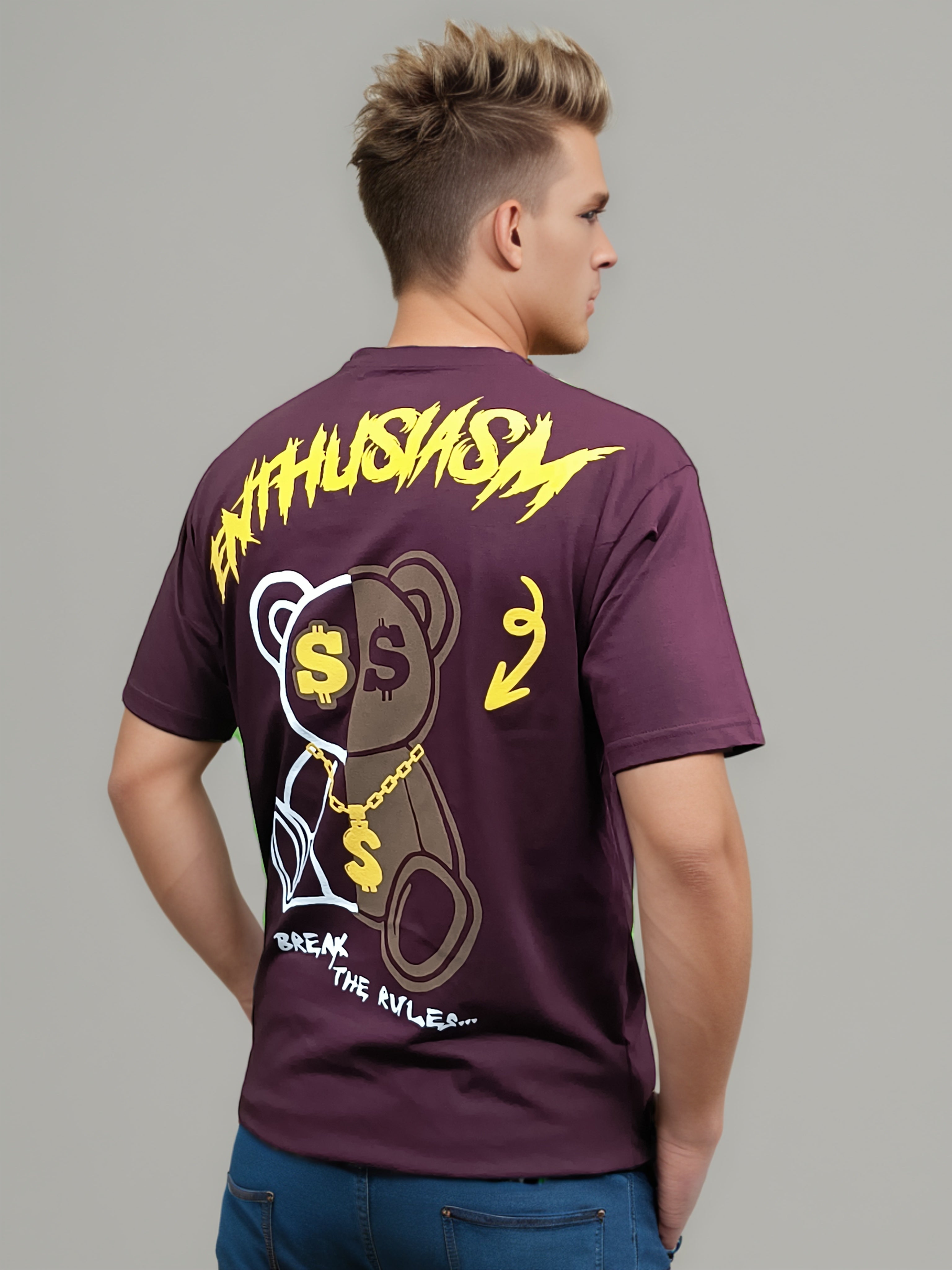 Teddy Back Printed Regular Fit Tshirt