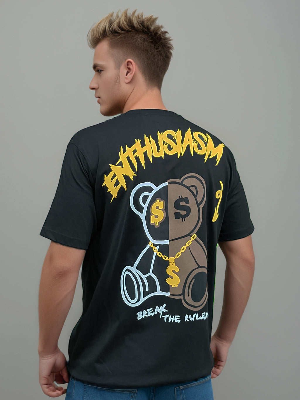 Teddy Back Printed Regular Fit Tshirt