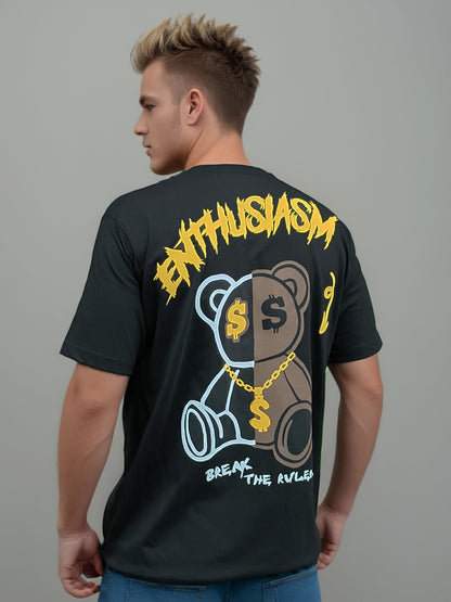 Teddy Back Printed Regular Fit Tshirt