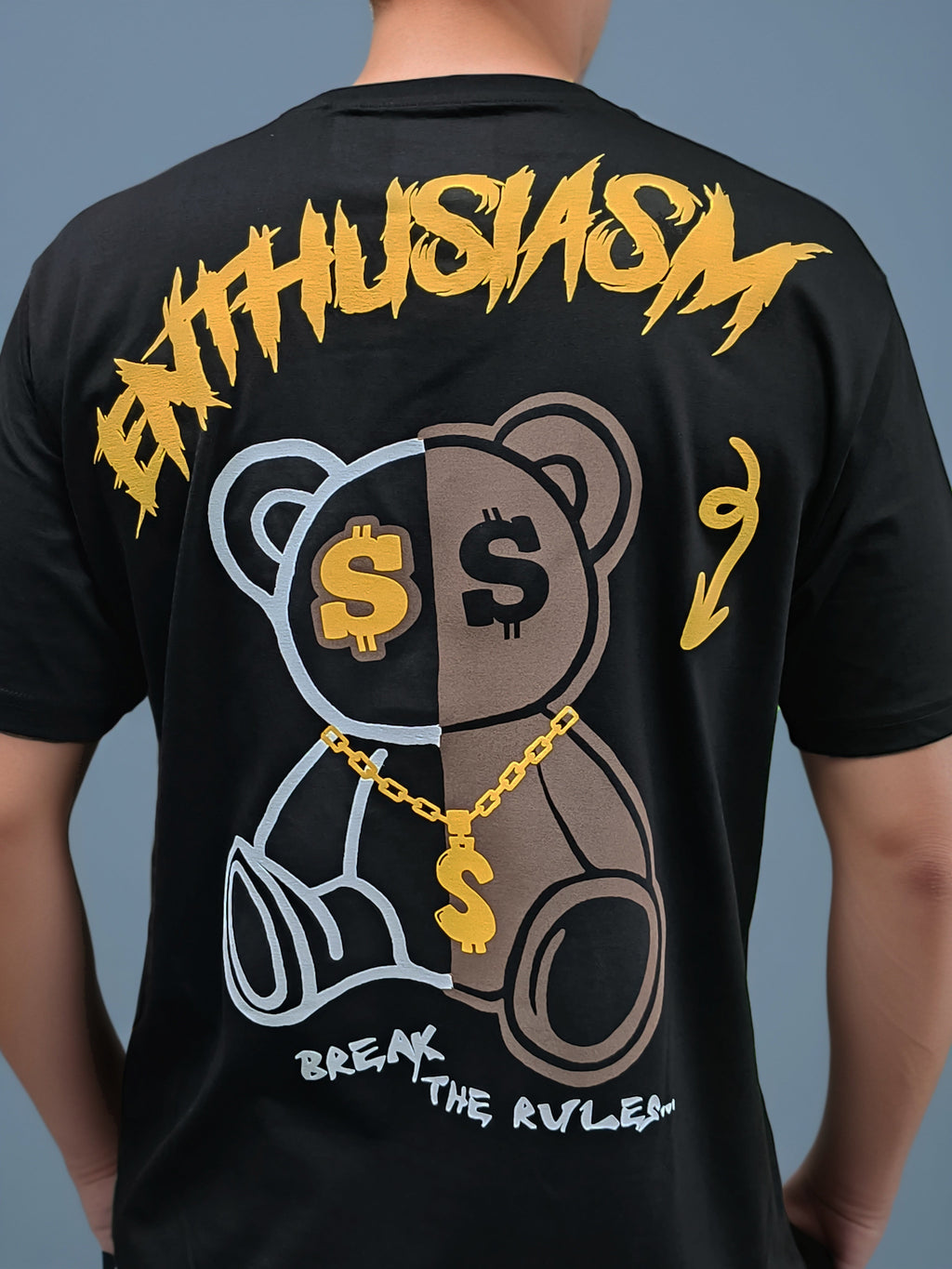 Teddy Back Printed Regular Fit Tshirt