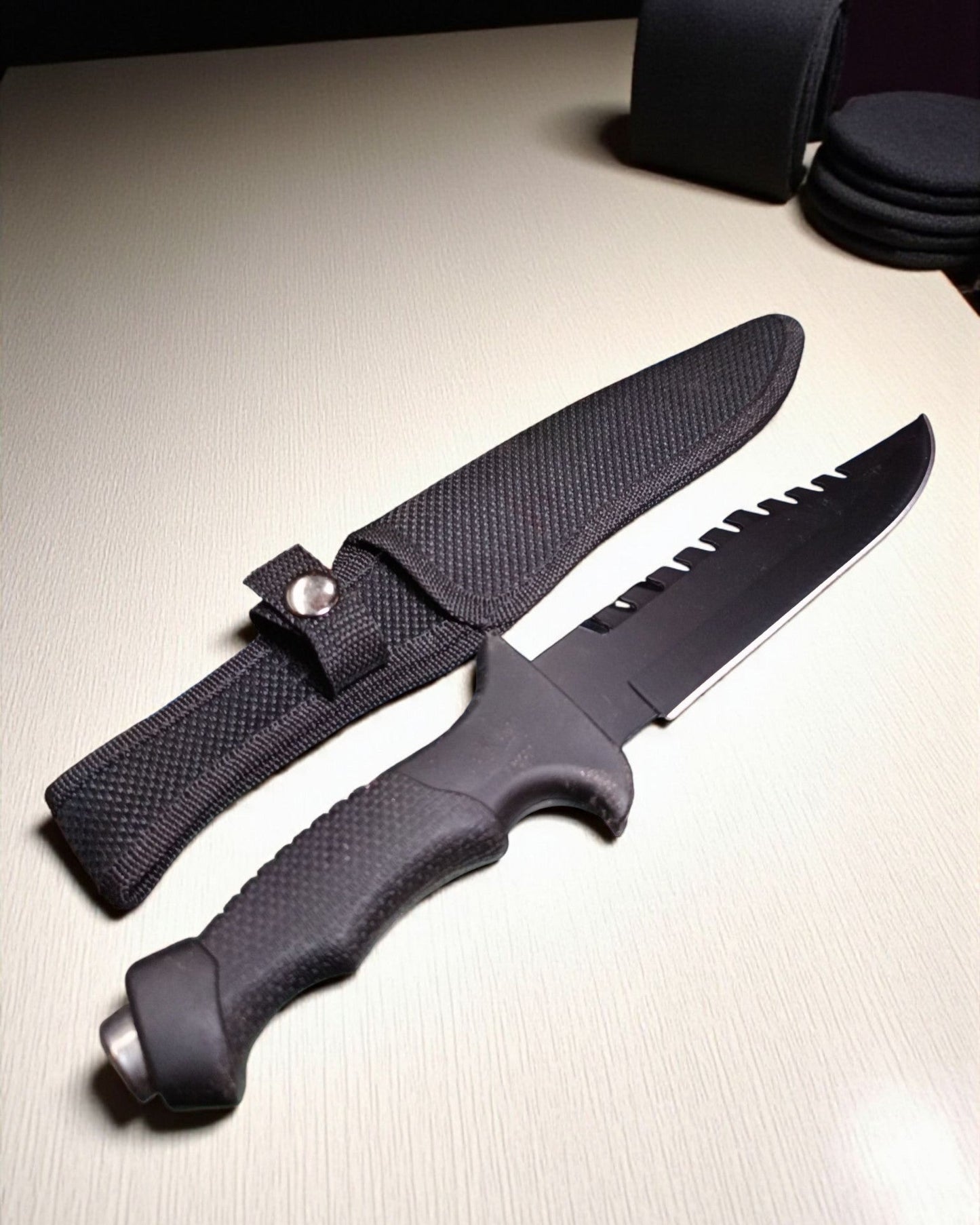 Fibre Handle Black Self Defence Knife