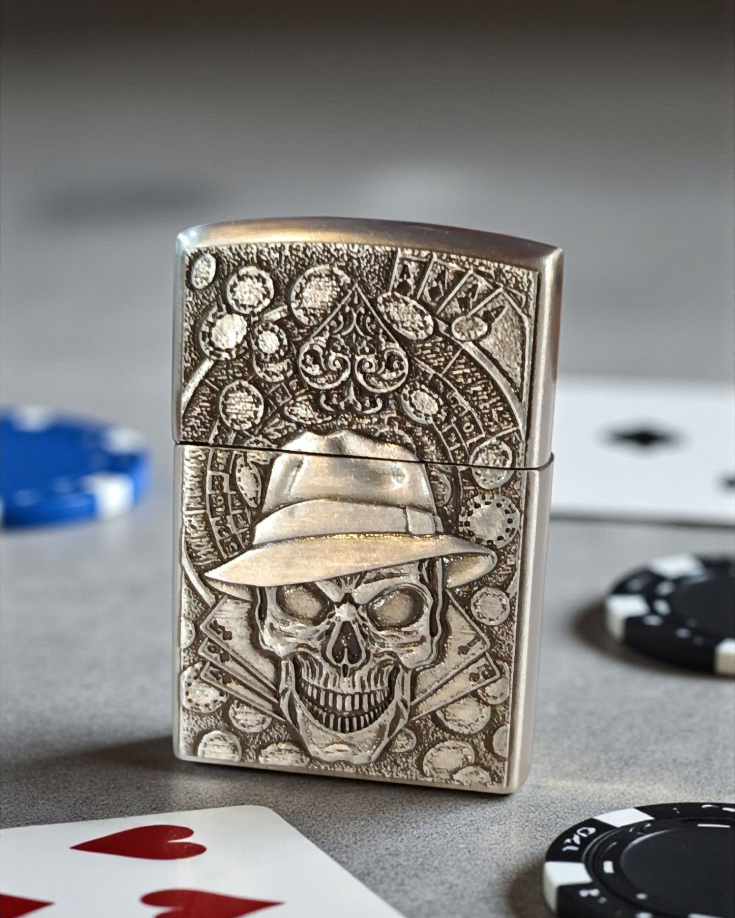 Zippo Style Skull Print Gas Lighter