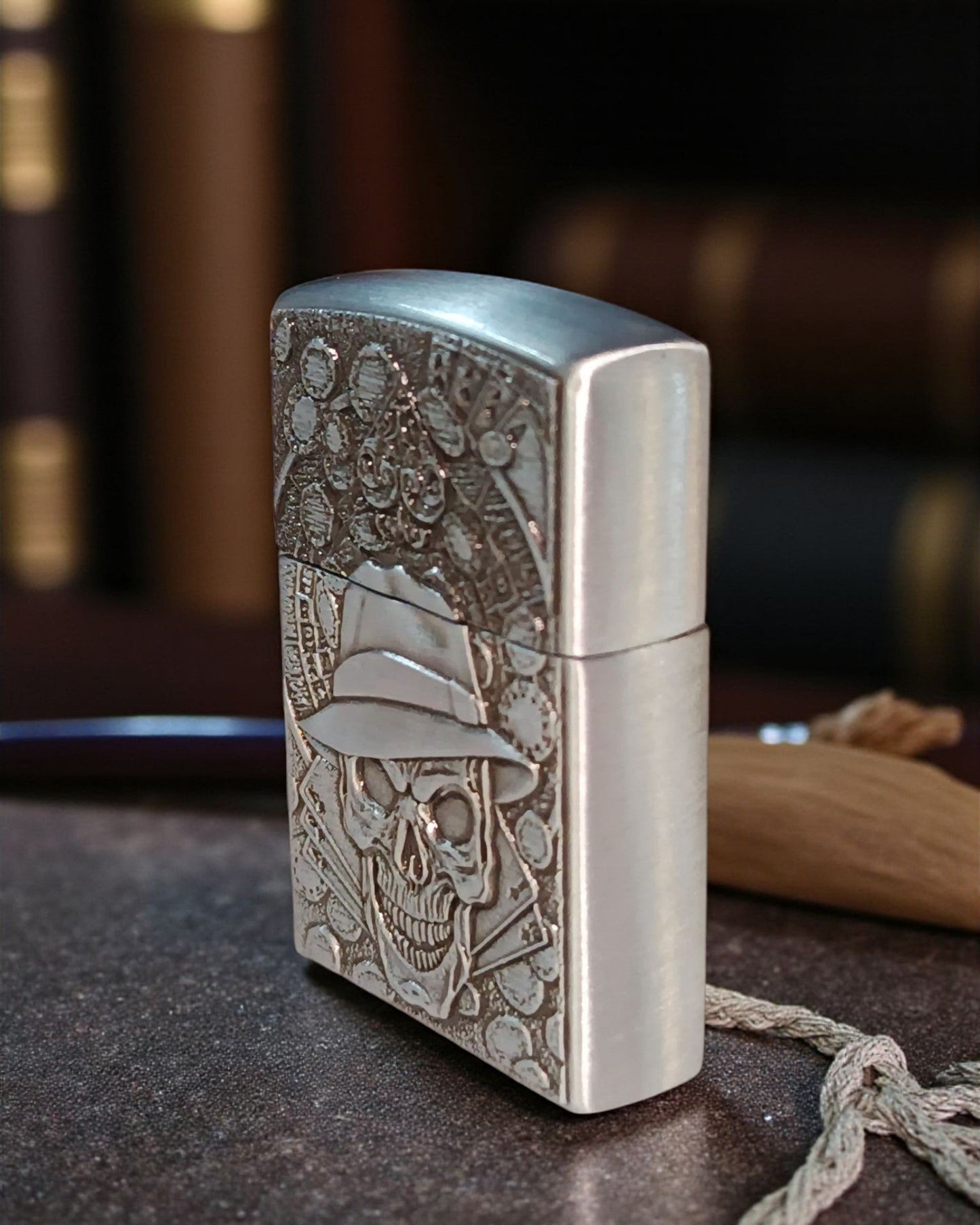 Zippo Style Skull Print Gas Lighter