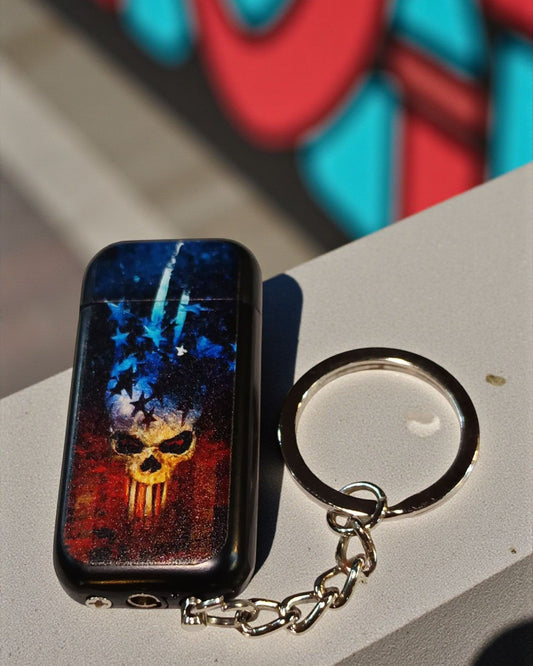 Skull & Star Lighter with Key Chain
