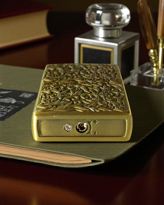 Zippo Style Leaf Print Gas Lighter
