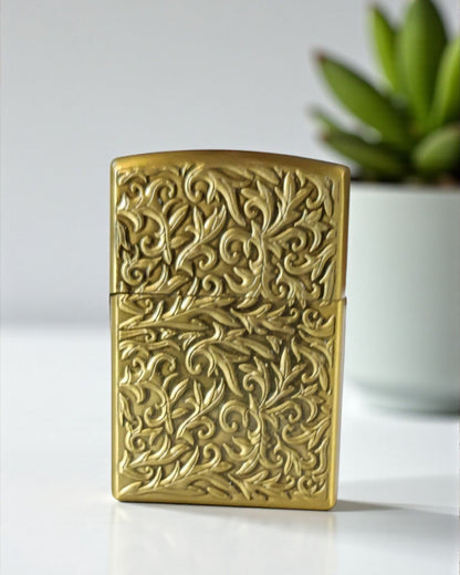 Zippo Style Leaf Print Gas Lighter