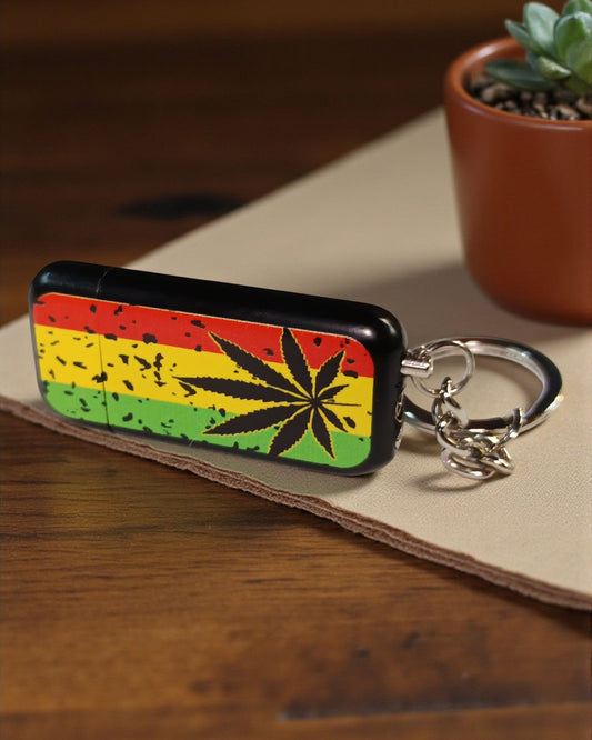 Rasta Print Lighter with Key Chain