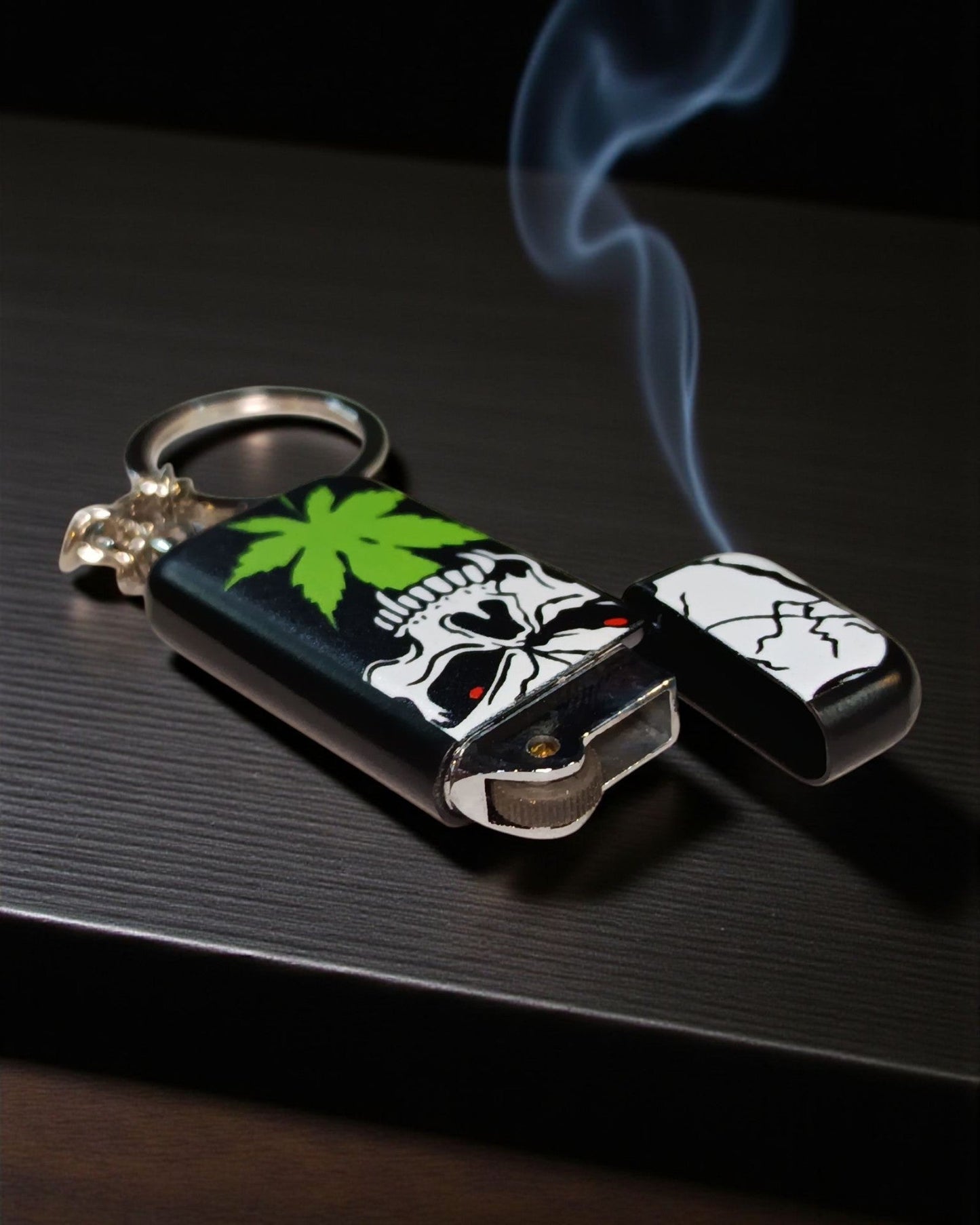 Skull Print Lighter with Key Chain