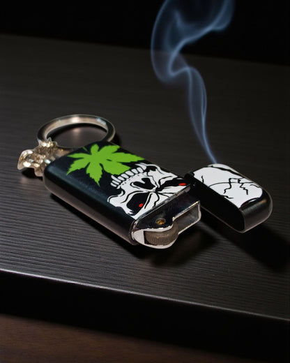 Skull Print Lighter with Key Chain