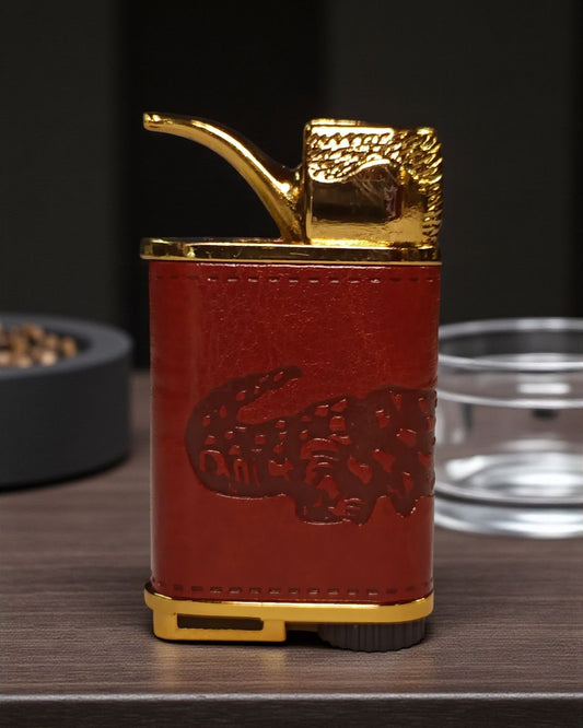 Crocodile Vintage Style Leather Wrapped Lighter