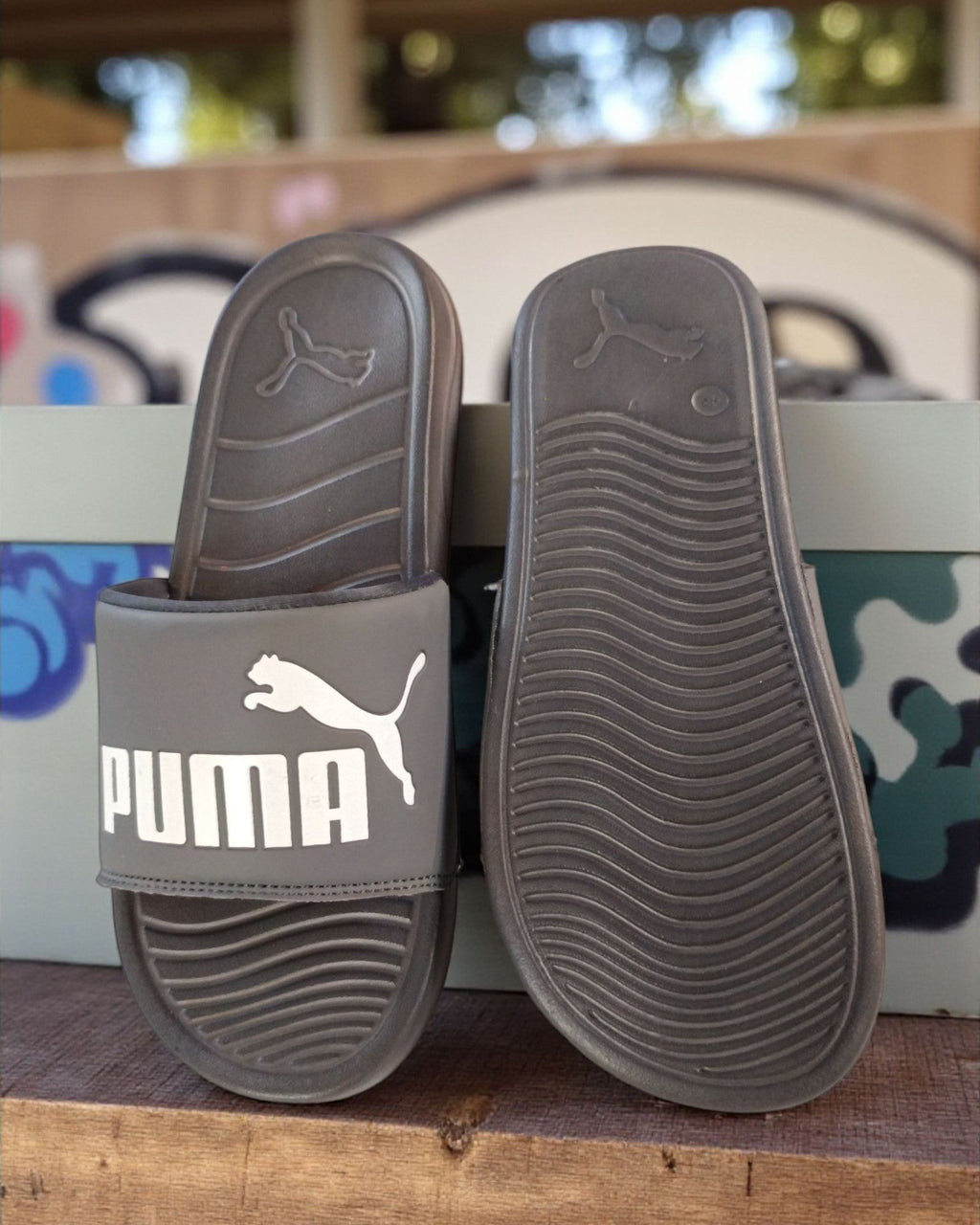 Puma logo and Name Printed Slipper Black