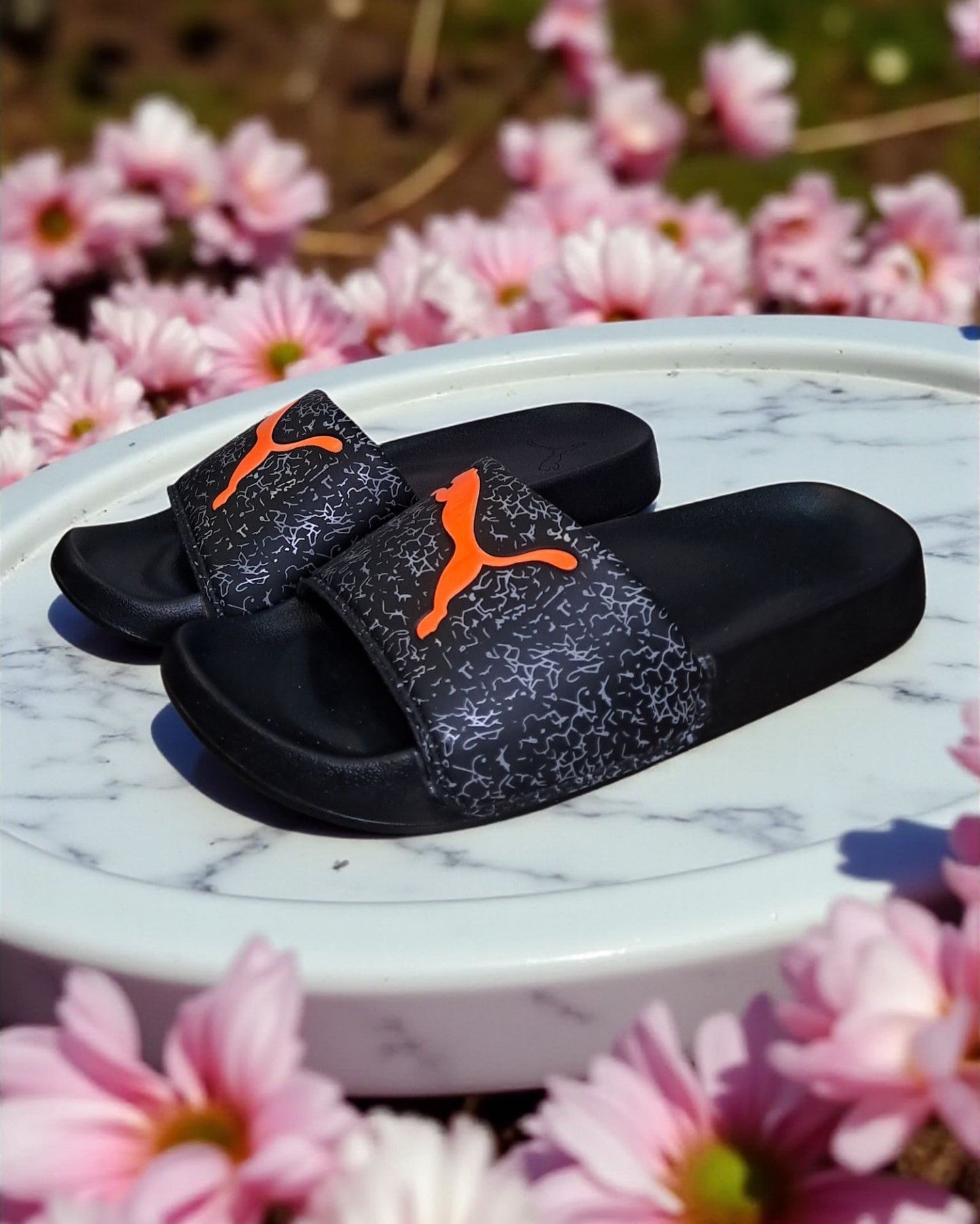 Puma Printed and Logo Slipper Black