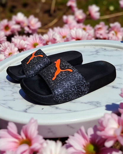 Puma Printed and Logo Slipper Black
