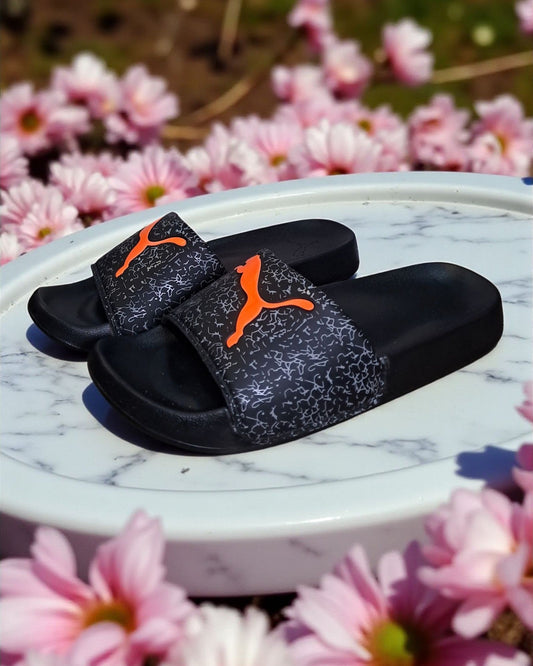 Puma Printed and Logo Slipper Black
