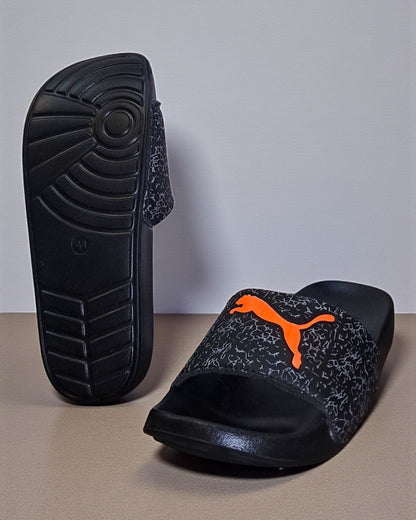 Puma Printed and Logo Slipper Black