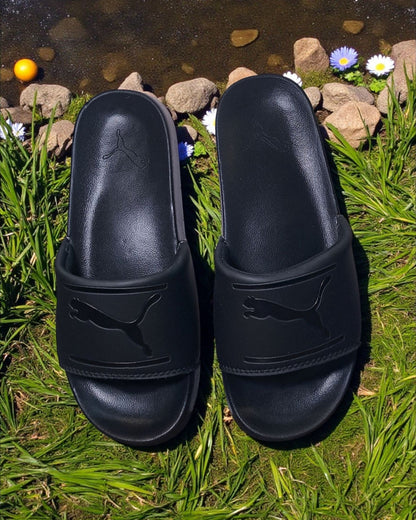Puma Plain with Logo Slipper Black