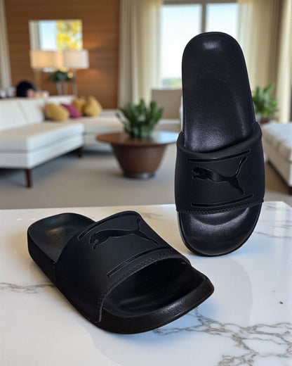 Puma Plain with Logo Slipper Black