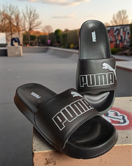Puma Name and Logo Printed Slipper Black