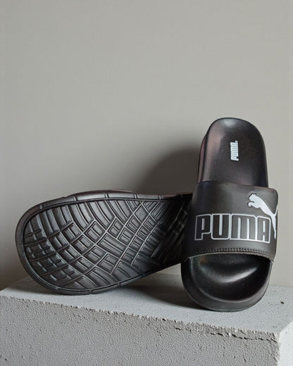 Puma Name and Logo Printed Slipper Black