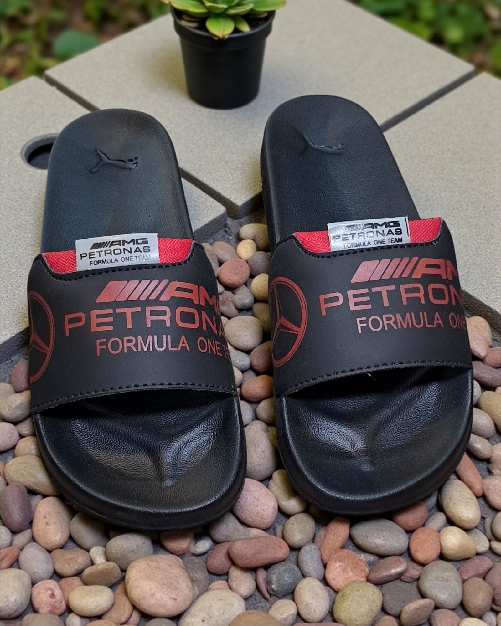 AMG Petronas Sliders for Men Red Black