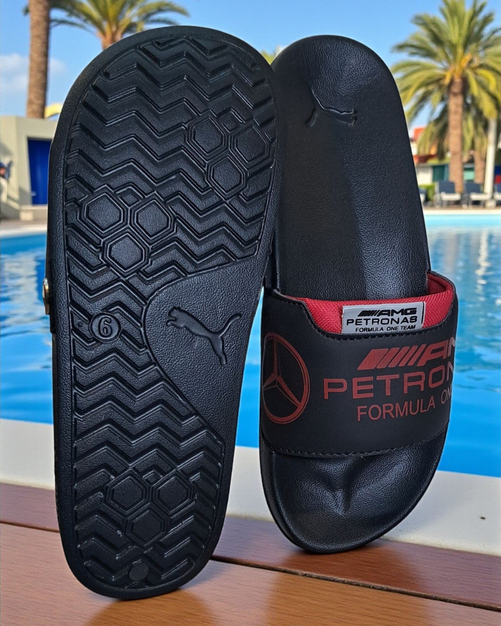AMG Petronas Sliders for Men Red Black