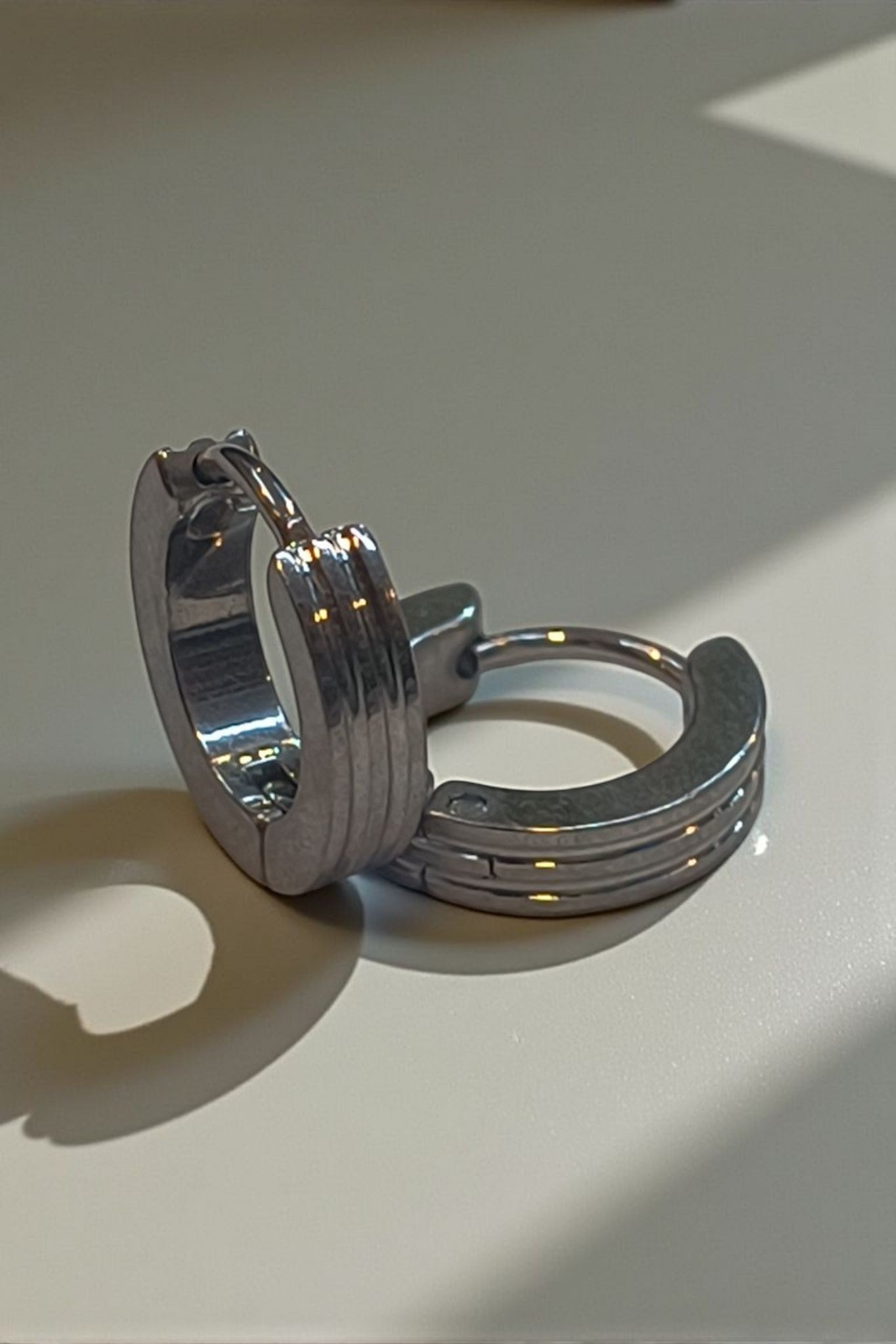 Twin Line Silver Hoop Earring