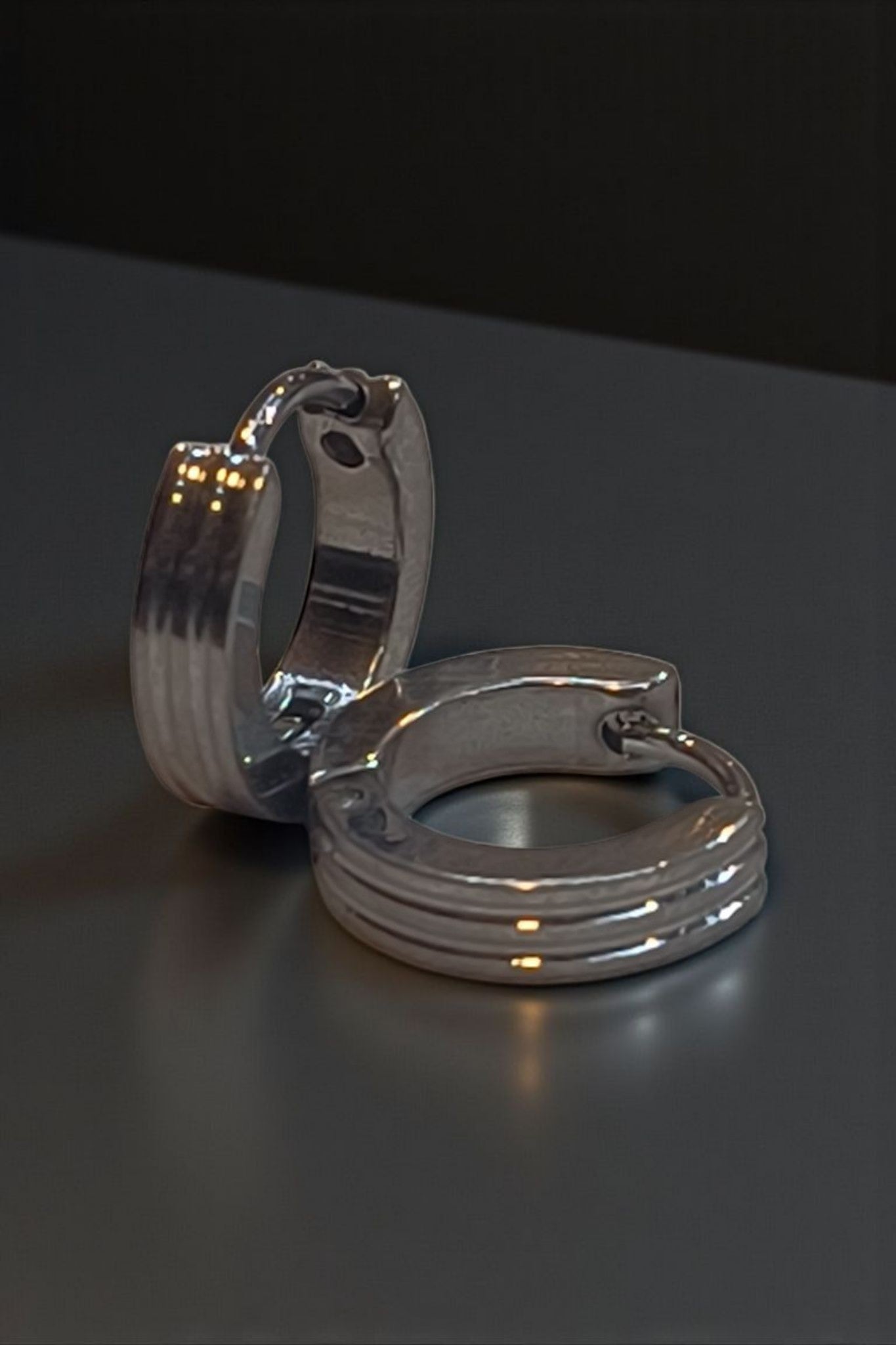 Twin Line Silver Hoop Earring