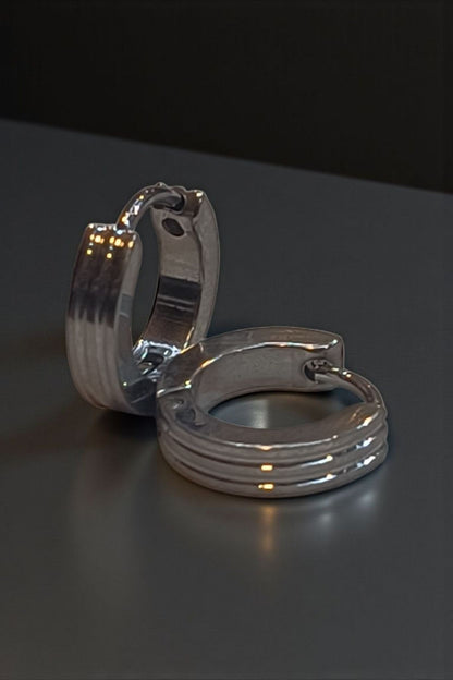 Twin Line Silver Hoop Earring