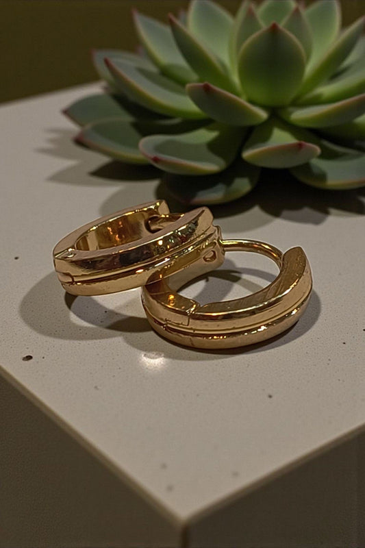 Single Line Golden Hoop Earring LJ 8