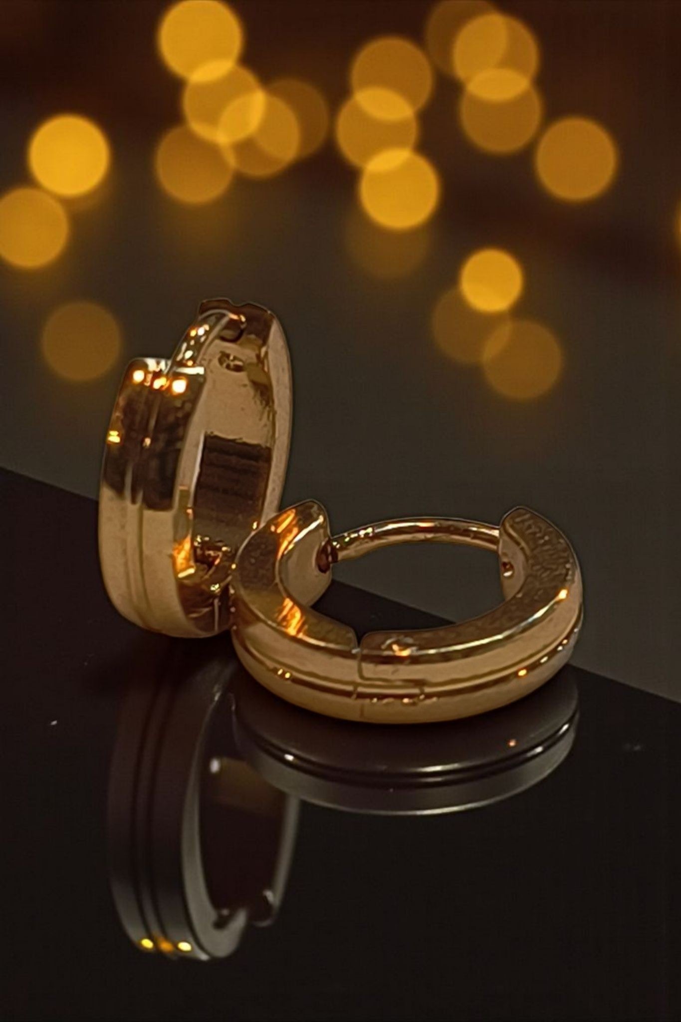 Single Line Golden Hoop Earring LJ 8