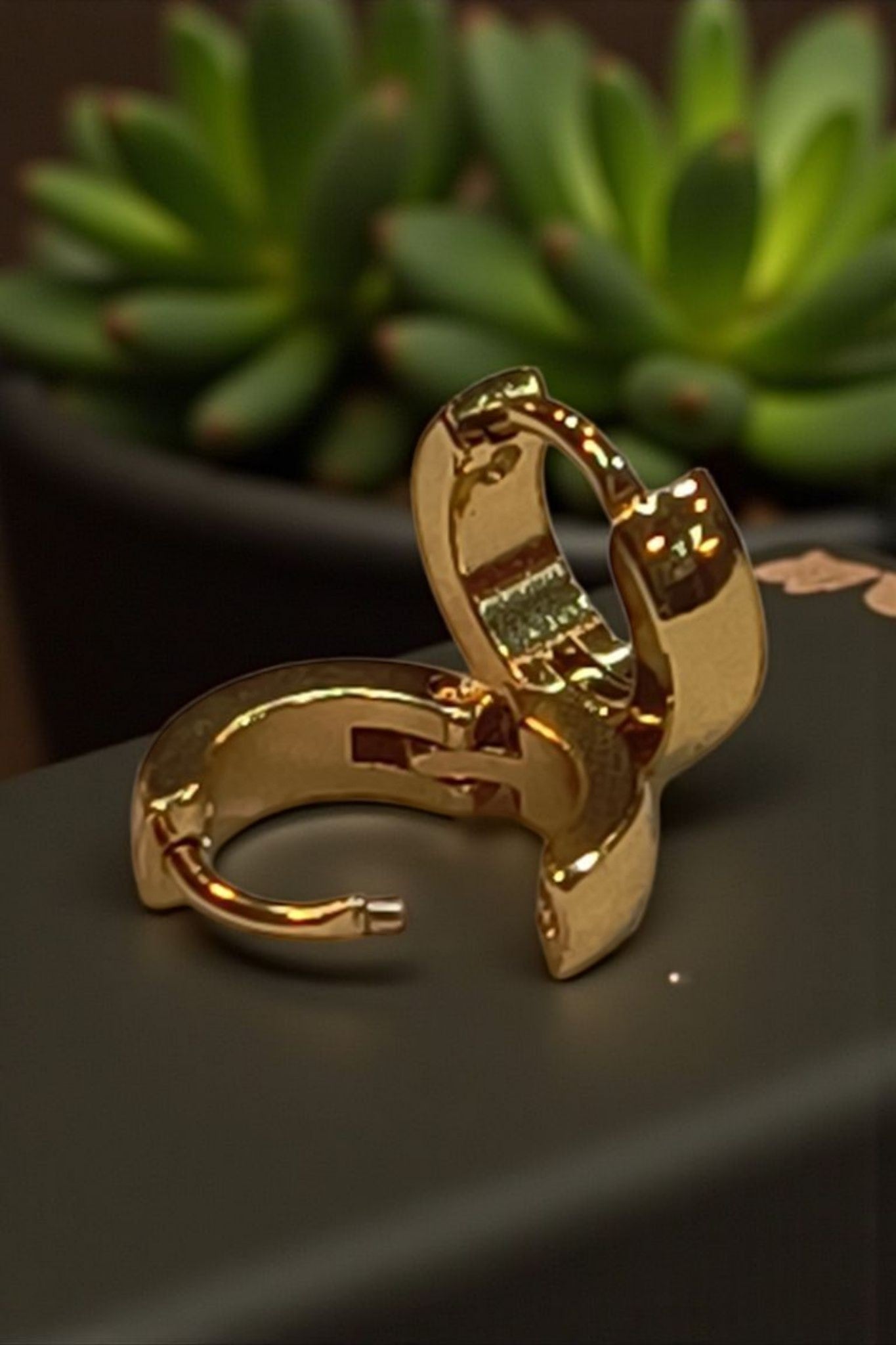 Curved Small Golden Hoop Earring LJ 6