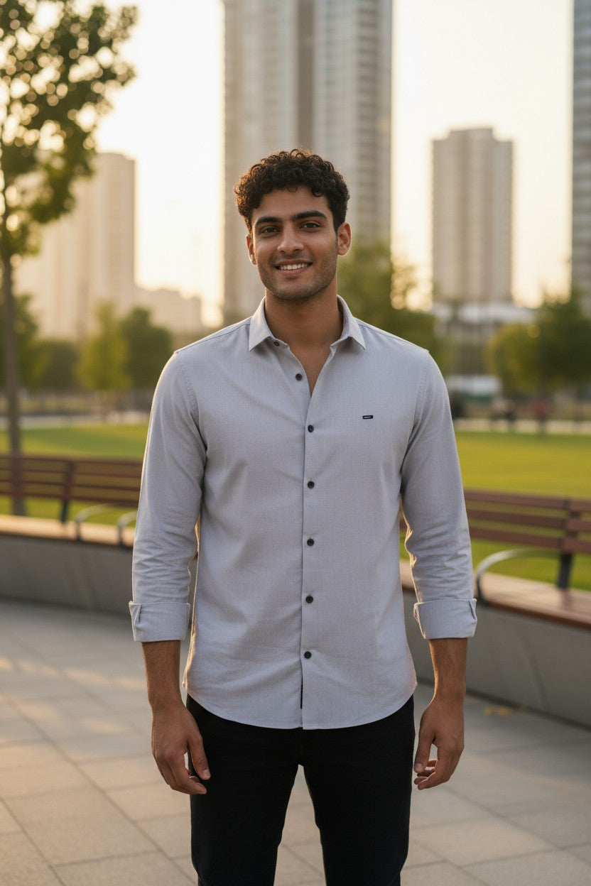 OST Lycra Satin Plain Shirt Grey