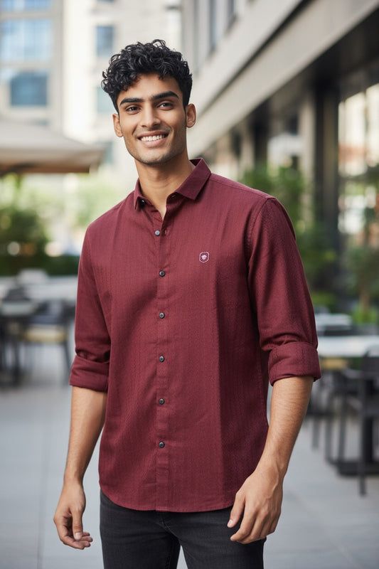 Coco Time Textured Shirt Maroon