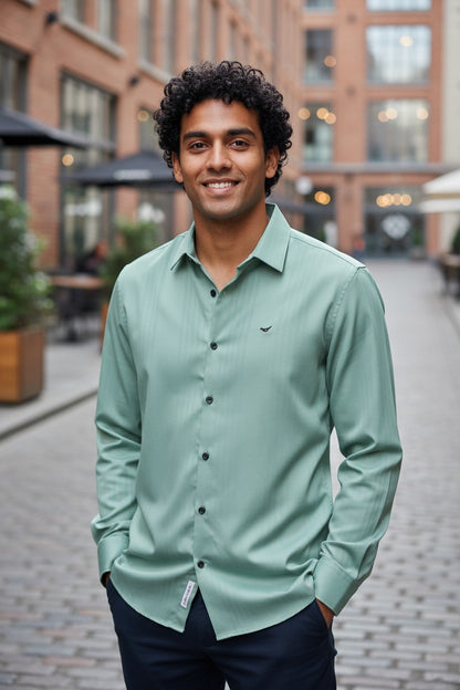 OST Lycra Satin Plain Shirt Green