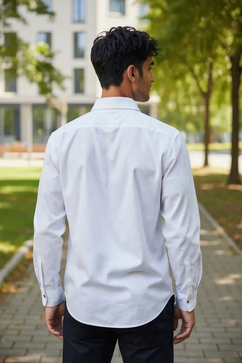 OST Lycra Satin Plain Shirt White