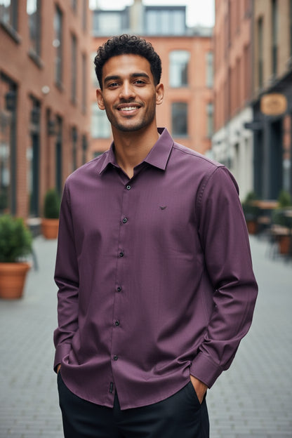 OST Lycra Satin Plain Shirt Purple