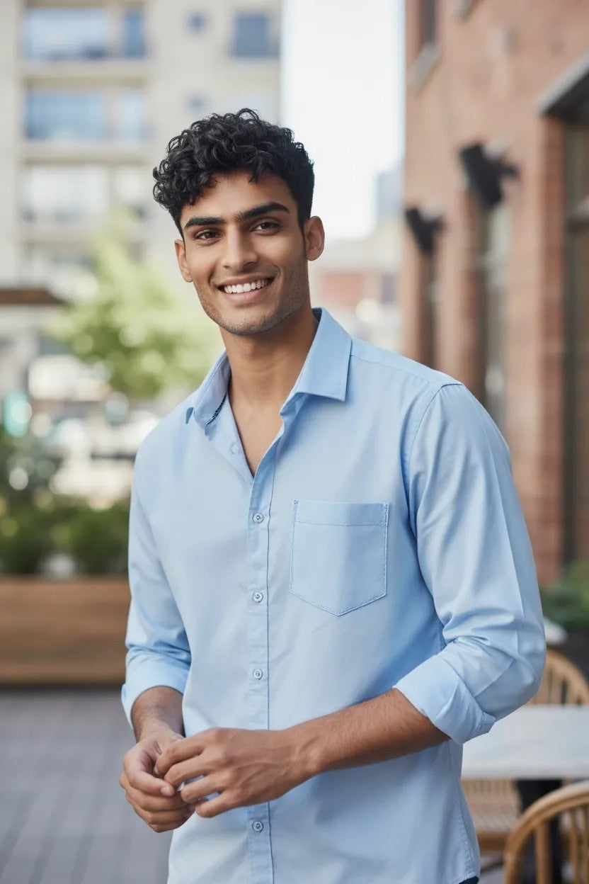 Tom Hatton Plain Shirt Cool Blue SA 5438