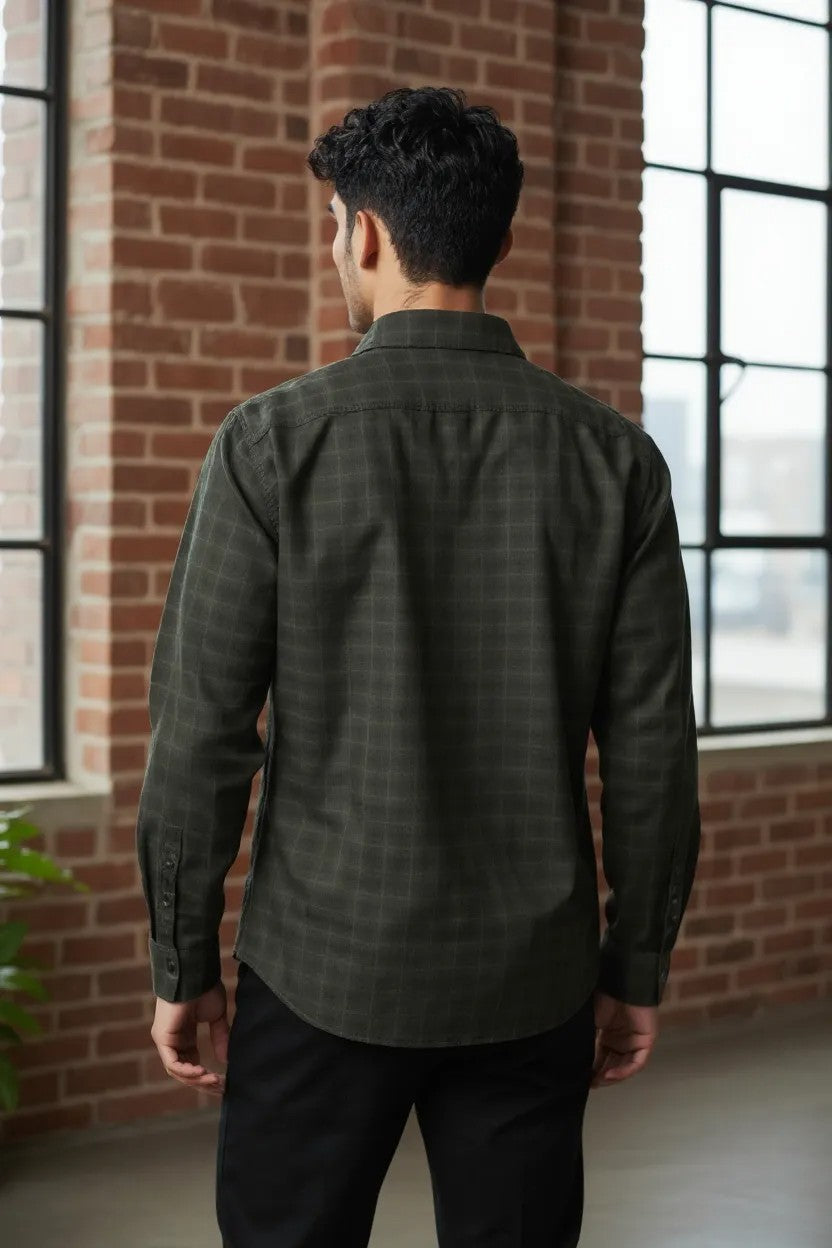 Tom Hatton Printed Check Shirt Green SA 5087