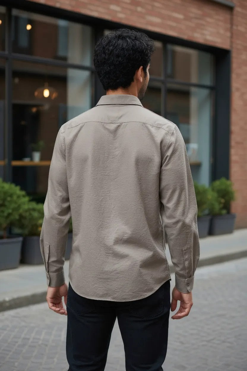 The Lab Cotton Lycra Shirt Brown