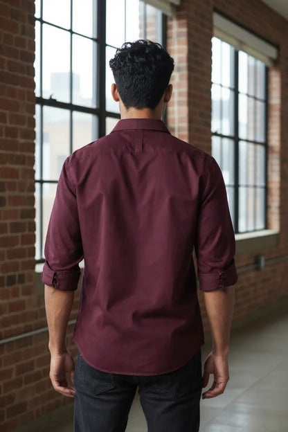 Tom Hatton Plain Shirt Maroon SA 5438