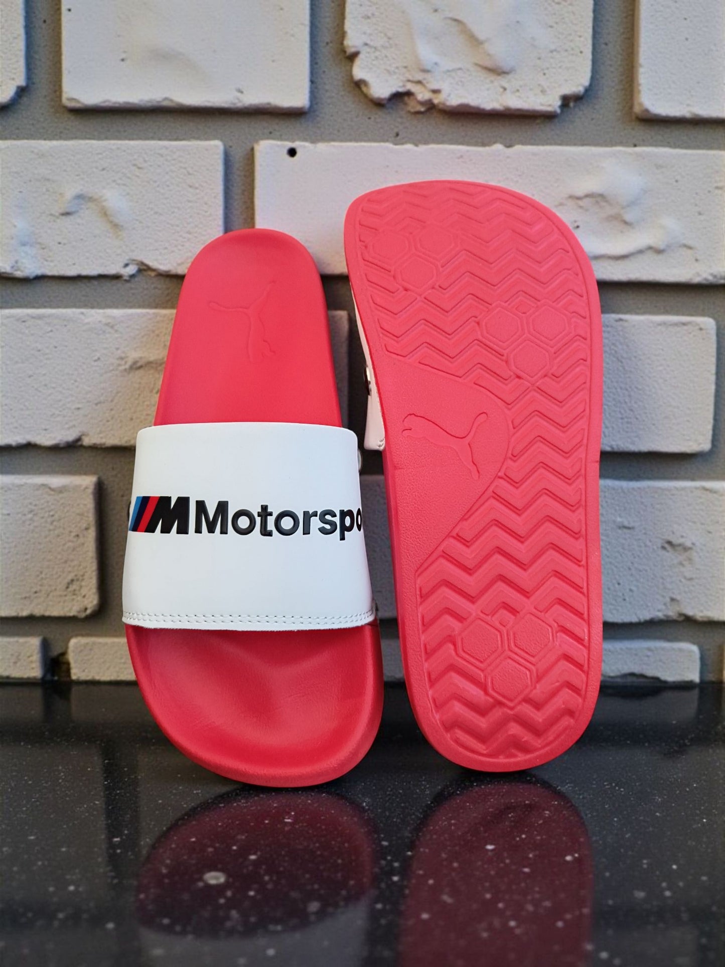 Puma Motor Sport Sliders for Men White Red