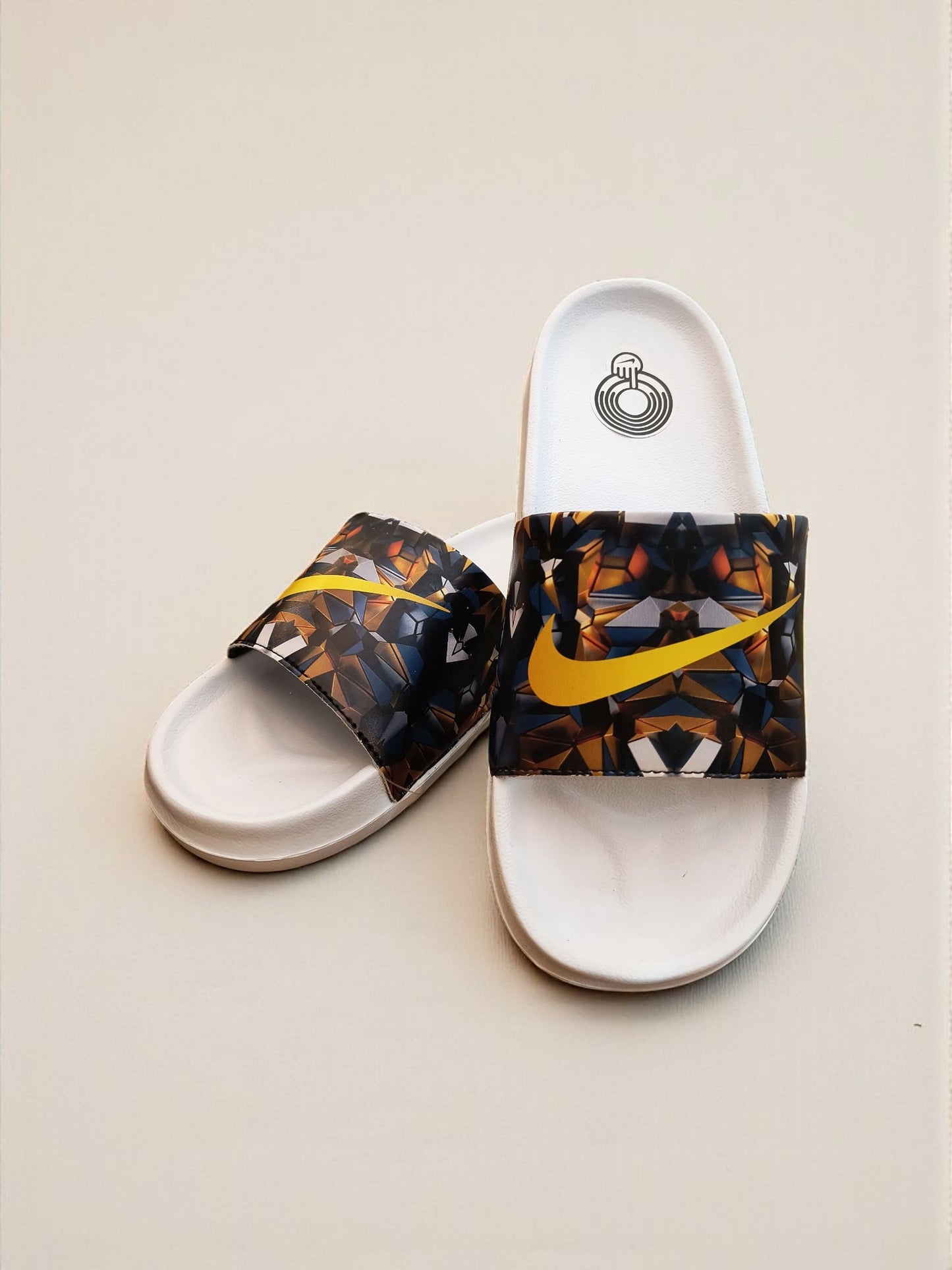 Nike Logo Printed Sliders for Men Yellow White