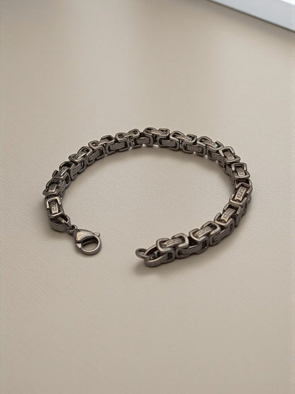 Byzantine Box Style Bracelet for Men Silver