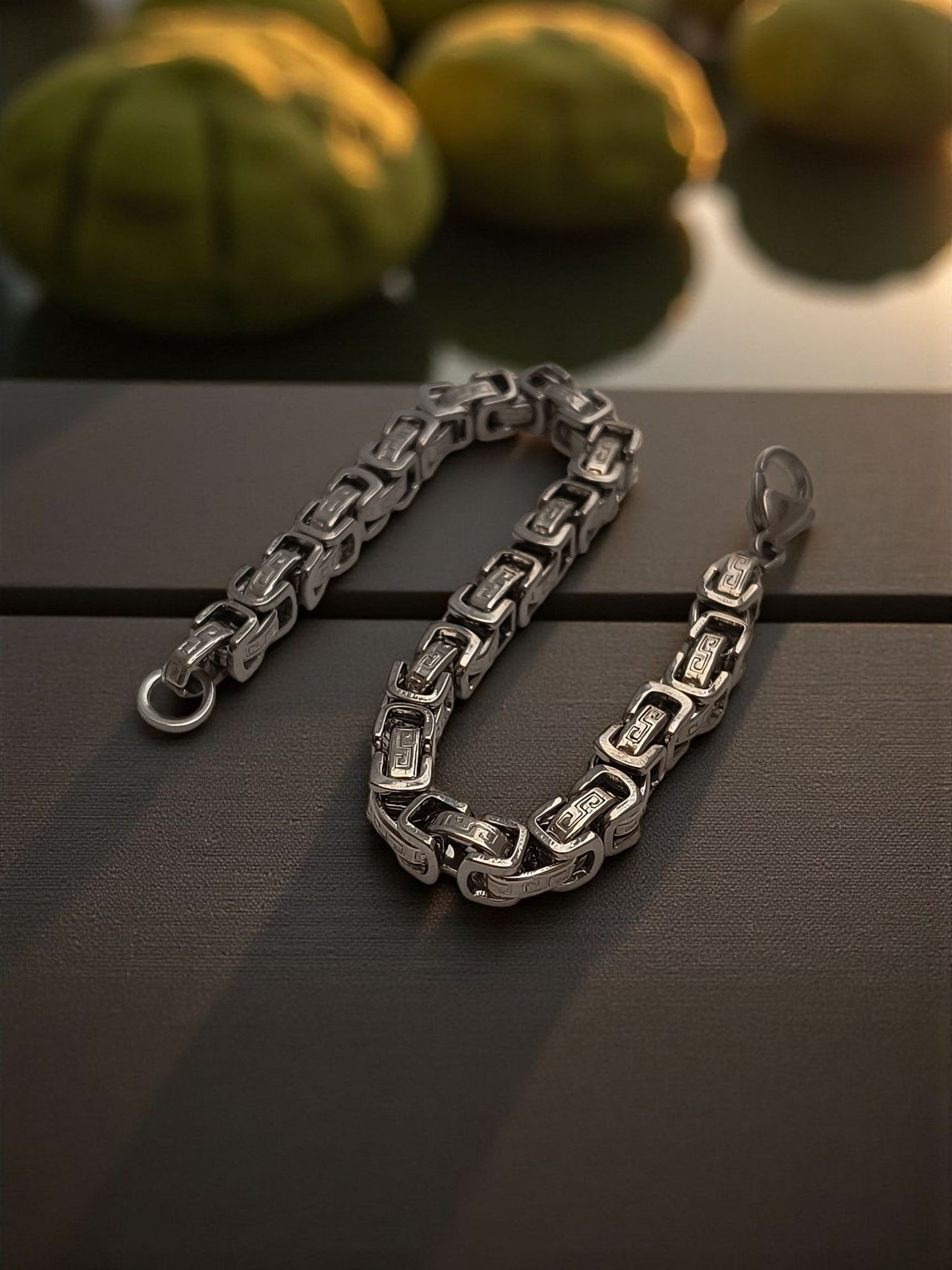 Byzantine Box Style Bracelet for Men Silver