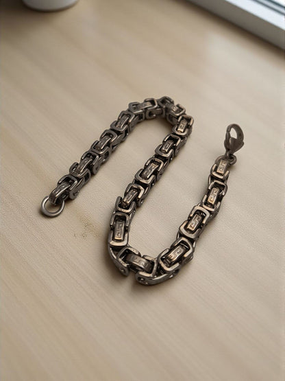 Byzantine Box Style Bracelet for Men Silver