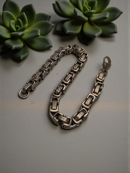 Byzantine Box Style Bracelet for Men Silver
