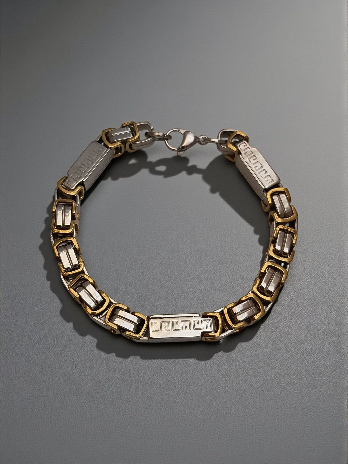 Dual Tone Byzantine Link Bracelet for Men