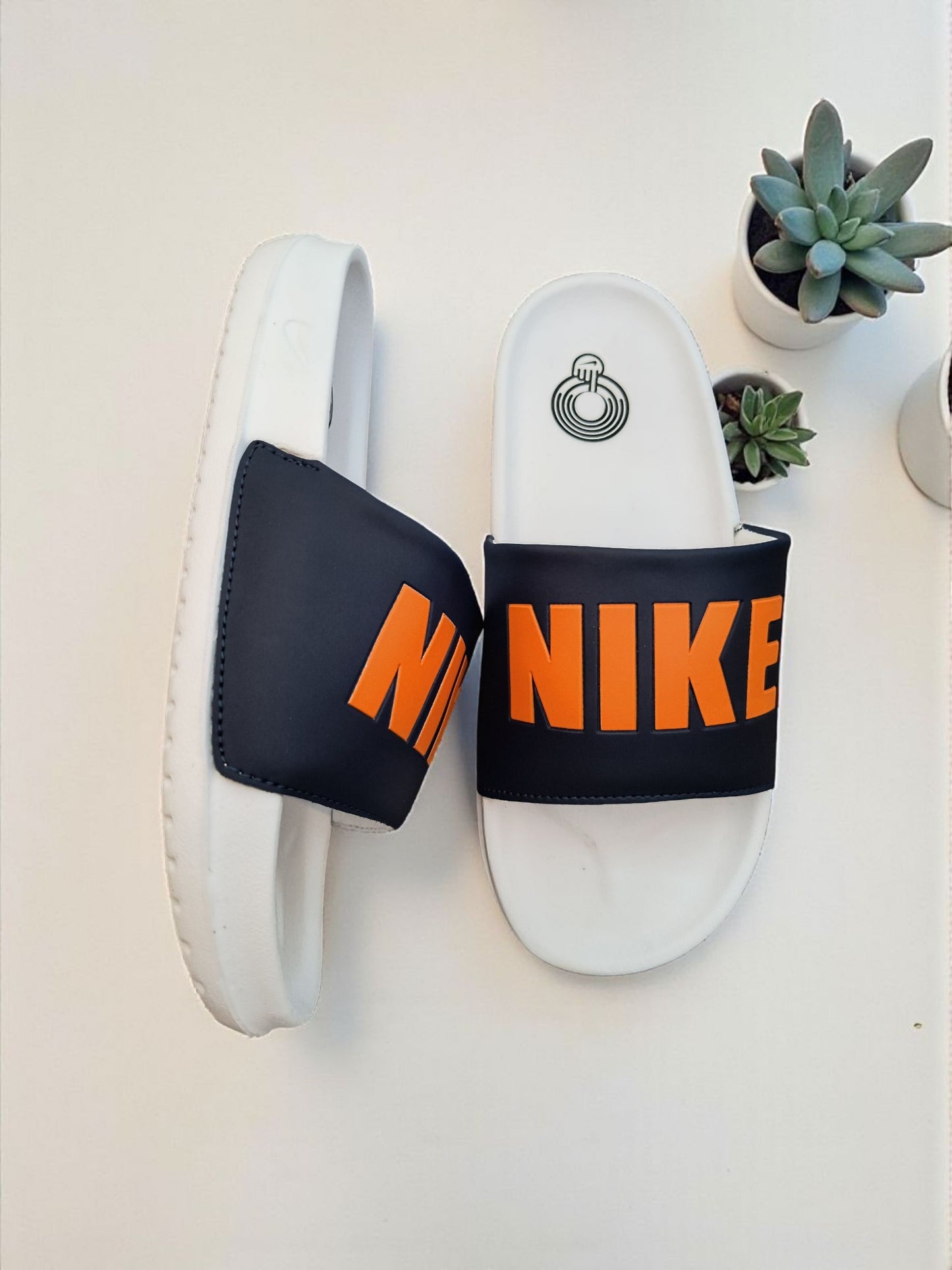 Nike Name Printed Sliders for Men Orange White